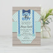 Jongen oh Boy Rusitc Baby shower Invitation Kaart (Staand voorkant)