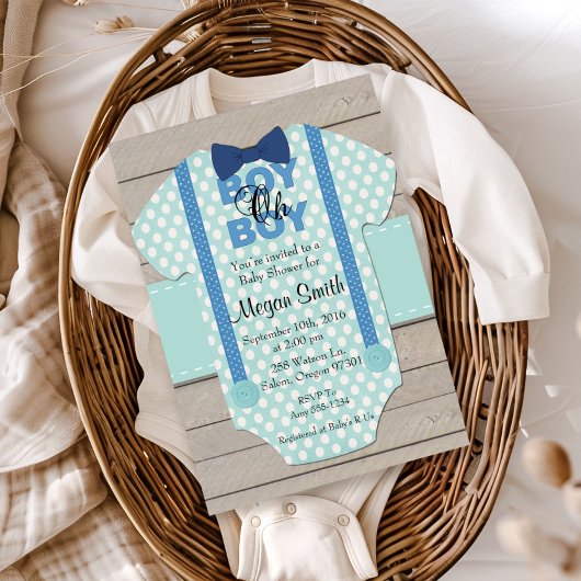 Jongen oh Boy Rusitc Baby shower Invitation Kaart