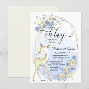 Jongen Oh Jongen Hert Baby Blauw Beige Baby Shower Kaart