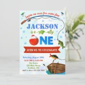 Jongen Oishally ONE verjaardagsuitnodiging O-fish- Kaart (Staand voorkant)