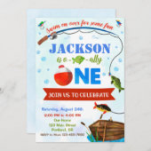 Jongen Oishally ONE verjaardagsuitnodiging O-fish- Kaart (Voorkant / Achterkant)