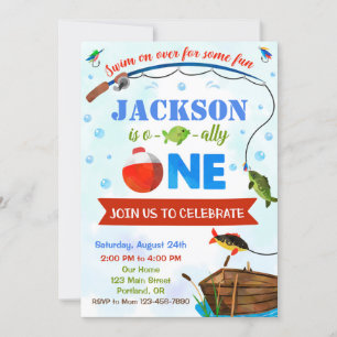 Jongen Oishally ONE verjaardagsuitnodiging O-fish- Kaart