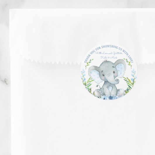 Jongen Olifant Baby Shower Favor Stickers