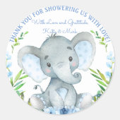 Jongen Olifant Baby Shower Favor Stickers (Voorkant)