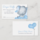 Jongen Olifant Baby shower Luier Raffle Informatiekaartje (Voorkant / Achterkant)