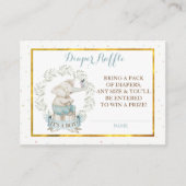 Jongen Olifant Baby shower Luier Raffle Informatiekaartje (Voorkant)