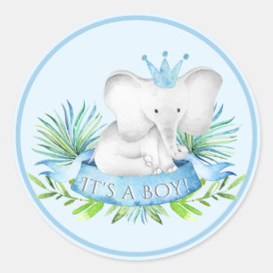 Jongen Olifant Baby Shower Stickers