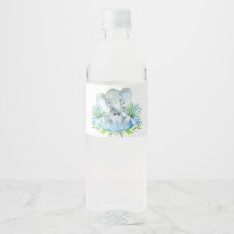 Jongen Olifant Baby Shower Waterfles Labels