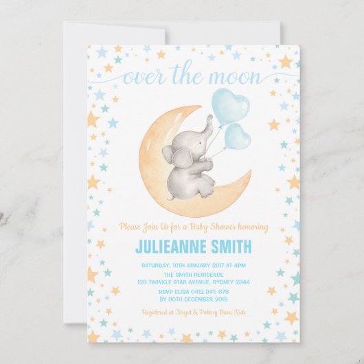 Jongen olifant Baby zit op maandouche Kaart (Voorkant)