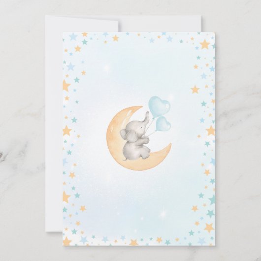 Jongen olifant Baby zit op maandouche Kaart (Achterkant)