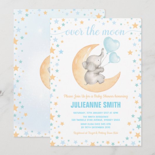 Jongen olifant Baby zit op maandouche Kaart (Voorkant / Achterkant)