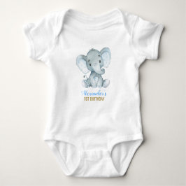 Jongen Olifant Blauw Bodysuit 1e Verjaardagsfeest