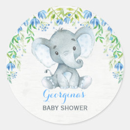Jongen olifant dank u Sticker Baby shower gunsten