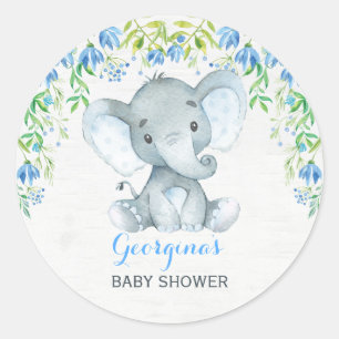 Jongen olifant dank u Sticker Baby shower gunsten