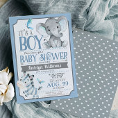 Jongen Olifant en Zebra Baby shower Uitnodiging