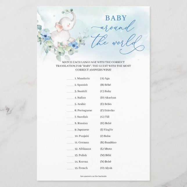 Jongen Olifant Eucalyptus Baby Over de hele wereld (Voorkant)