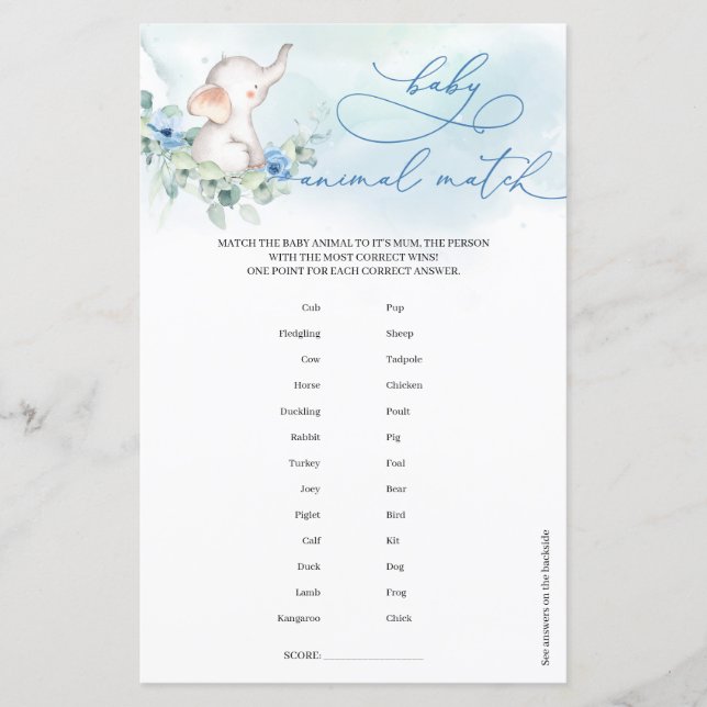 Jongen Olifant Eucalyptus krans Baby Animal Match (Voorkant)