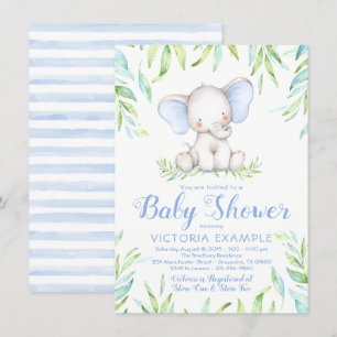 Jongen Olifant Jungle Baby Shower Uitnodigingen