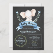 Jongen olifant krijtbord baby shower uitnodiging (Voorkant)