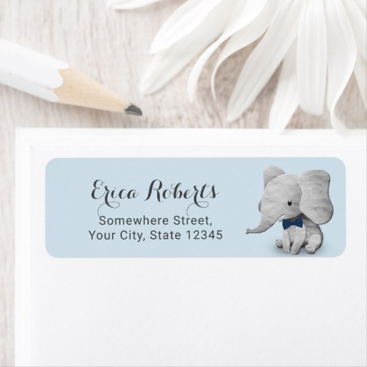 Jongen Olifant Lichtblauw Etiket (Insitu)