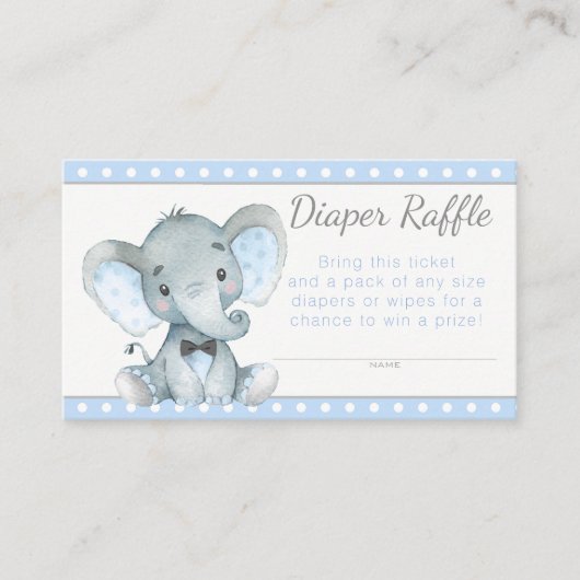 Jongen Olifant Luier Raffle Tickets Informatiekaartje (Voorkant)