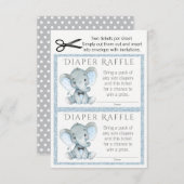 Jongen Olifant Luier Raffle Tickets Informatiekaartje (Voorkant / Achterkant)