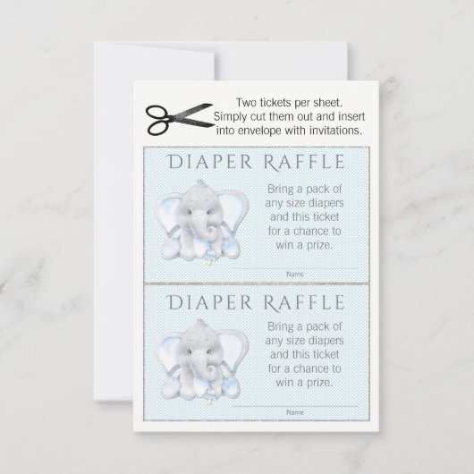 Jongen Olifant Luier Raffle Tickets Kaart (Voorkant)