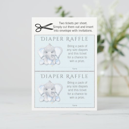 Jongen Olifant Luier Raffle Tickets Kaart (Staand voorkant)