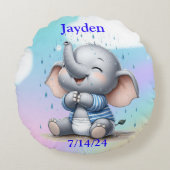 Jongen Olifant Rond Kussen (Voorkant)