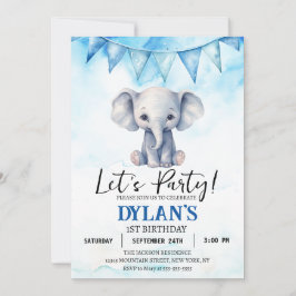 Jongen Olifant Verjaardagsfeestje Kaart