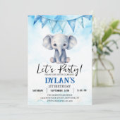 Jongen Olifant Verjaardagsfeestje Kaart (Staand voorkant)