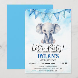 Jongen Olifant Verjaardagsfeestje Kaart