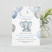 Jongen Olifant Waterverf Ballonnen 1e Verjaardag Kaart (Staand voorkant)