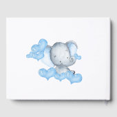 Jongen Olifant Wit en Blauw Baby shower Gastenboek (Achterkant)