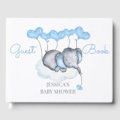 Jongen Olifant Wit en Blauw Baby shower Gastenboek (Voorkant)