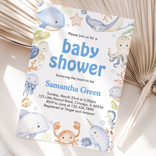 Jongen Onder de Zee Baby Shower Kaart