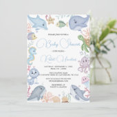 Jongen onder het Baby shower van de Waterverf Zee  Kaart (Staand voorkant)