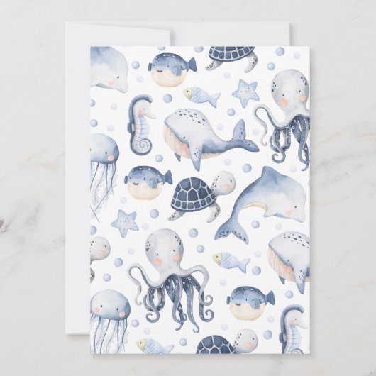 Jongen onder het Zee Baby shower Kaart (Achterkant)