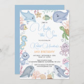 Jongen onder het Zee Ocean Animals Kaart (Voorkant / Achterkant)