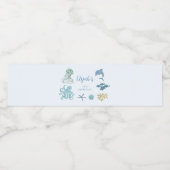 Jongen onder het Zee verjaardagsfeestje Waterfles Etiket (Enkel label)