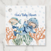 Jongen onder het Zeeen Baby shower Bedankjes Labels (Voorkant)