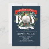 Jongen onderweg naar het Baby shower kerstgroen Kaart (Voorkant)