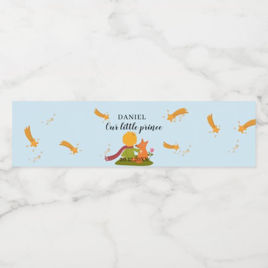 Jongen, ons kleine prins water fleslabel waterfles etiket (Enkel label)