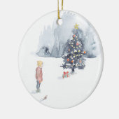 Jongen ontdekken boomkeramisch sieraad keramisch ornament (Links)