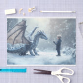 Jongen ontmoet draak tissuepapier (Craft)