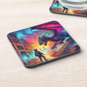 Jongen ontmoet een draak in een dystopische wereld bier onderzetter (Linkerzijde)