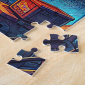 Jongen ontmoet een draak in een dystopische wereld legpuzzel (Zijkant)