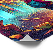 Jongen ontmoet een draak in een dystopische wereld poster (Hoek)