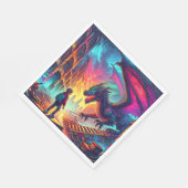 Jongen ontmoet een draak in een dystopische wereld servet (Hoek)