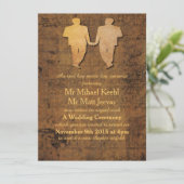 Jongen ontmoeten Boy Gay Wedding Uitnodiging (Staand voorkant)